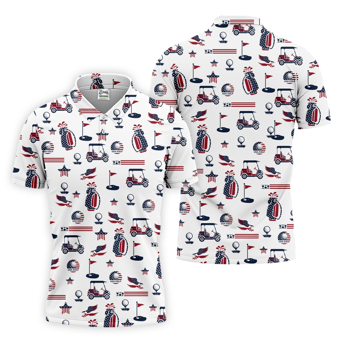 Patriotic USA Men's Golf Polo Shirt, Men's 4th Of July Shirts, USA Golf Shirt, Gifts For Golfing Dad