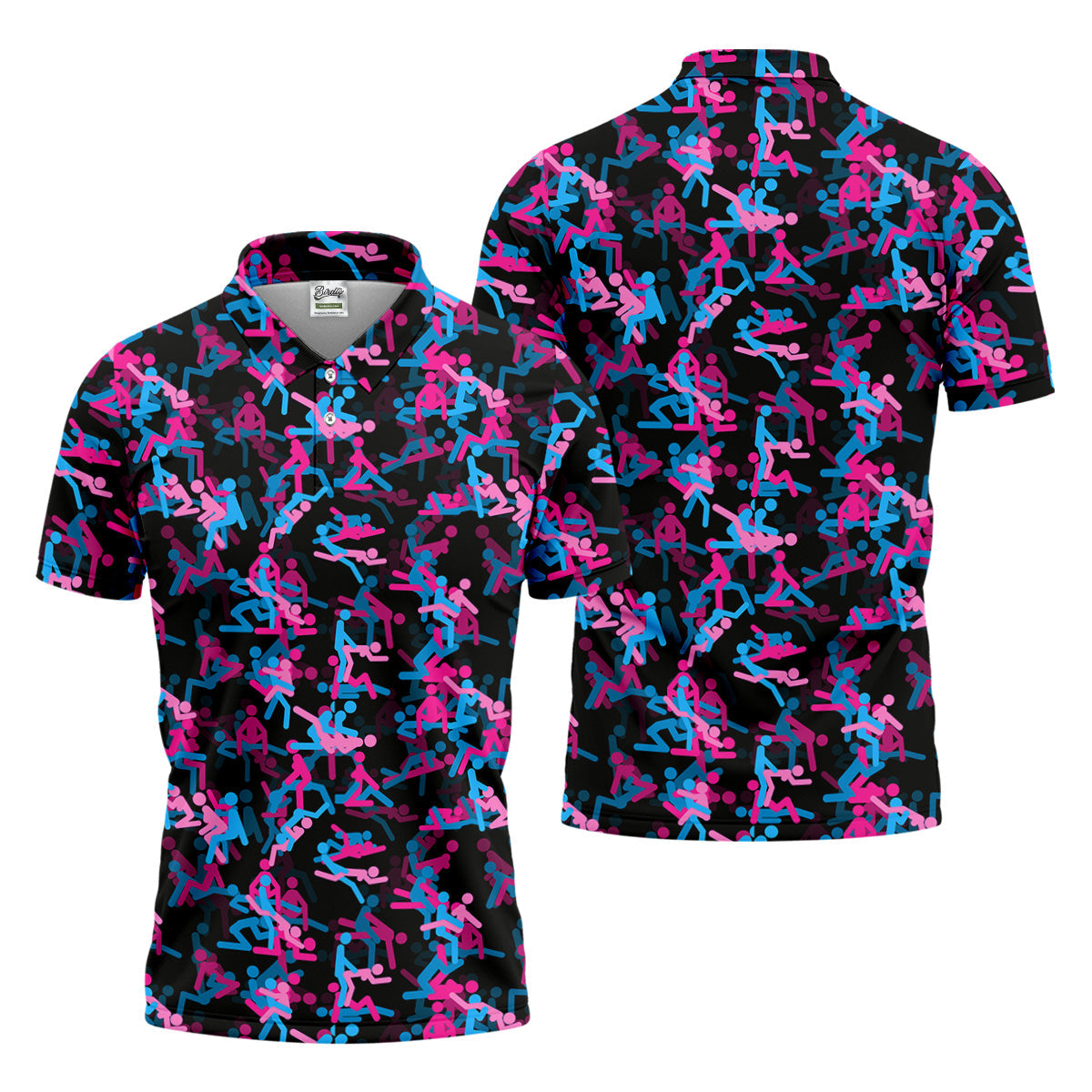 Sex Positions Stick Figure Black Mens Golf Polo Shirts, Cool Golf Gift, Golfing Apparel, Polo For Men