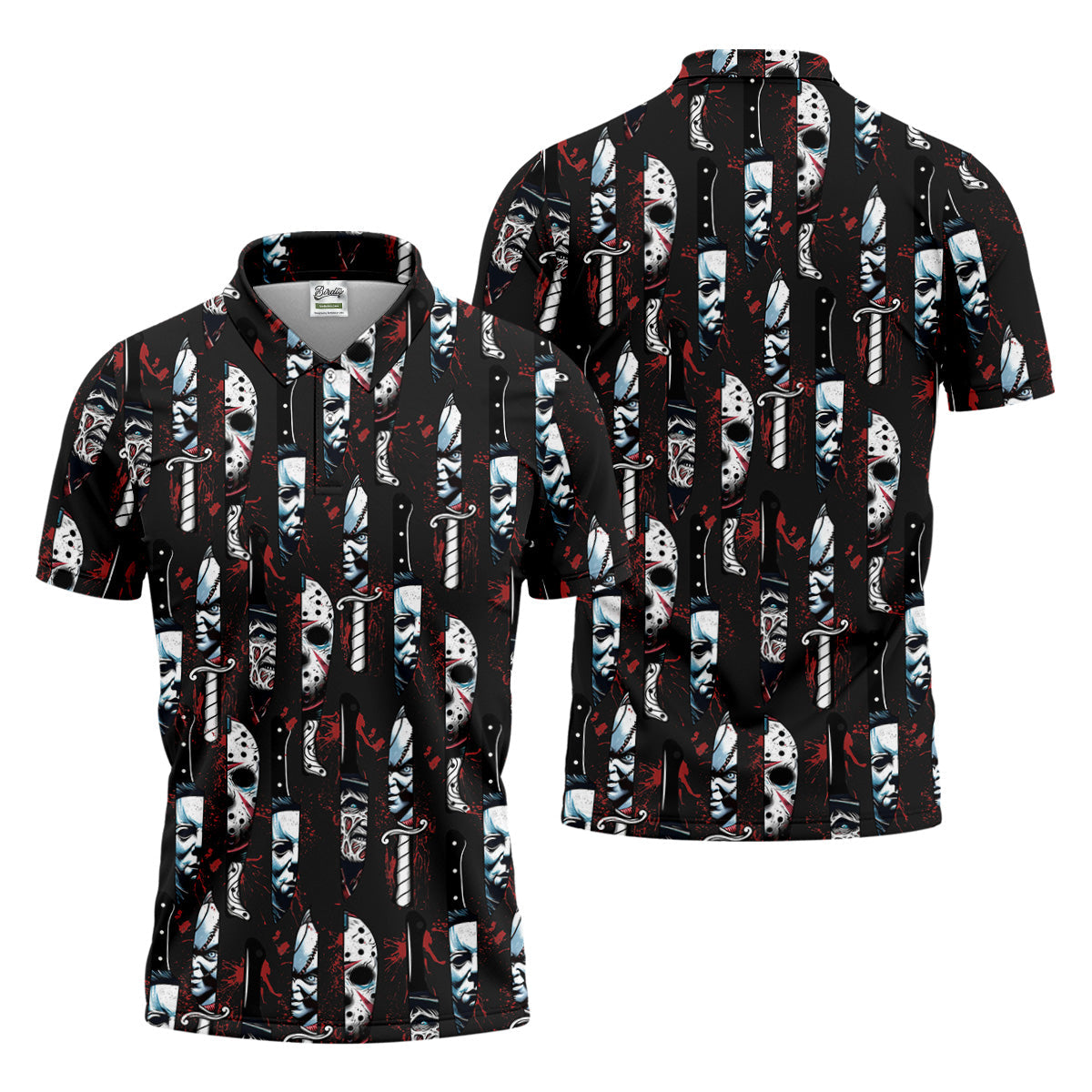 Horror Character Men's Golf Shirt, Horror Movie Shirt, Halloween Golf Shirt, Men Golf Gifts