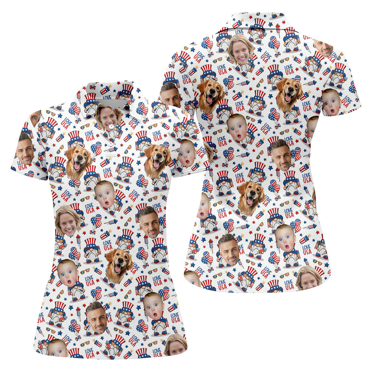 Golf Shirt For Women, Custom Family Golf Shirt, Personalized Dog Shirts, Patriotic Golf Polos