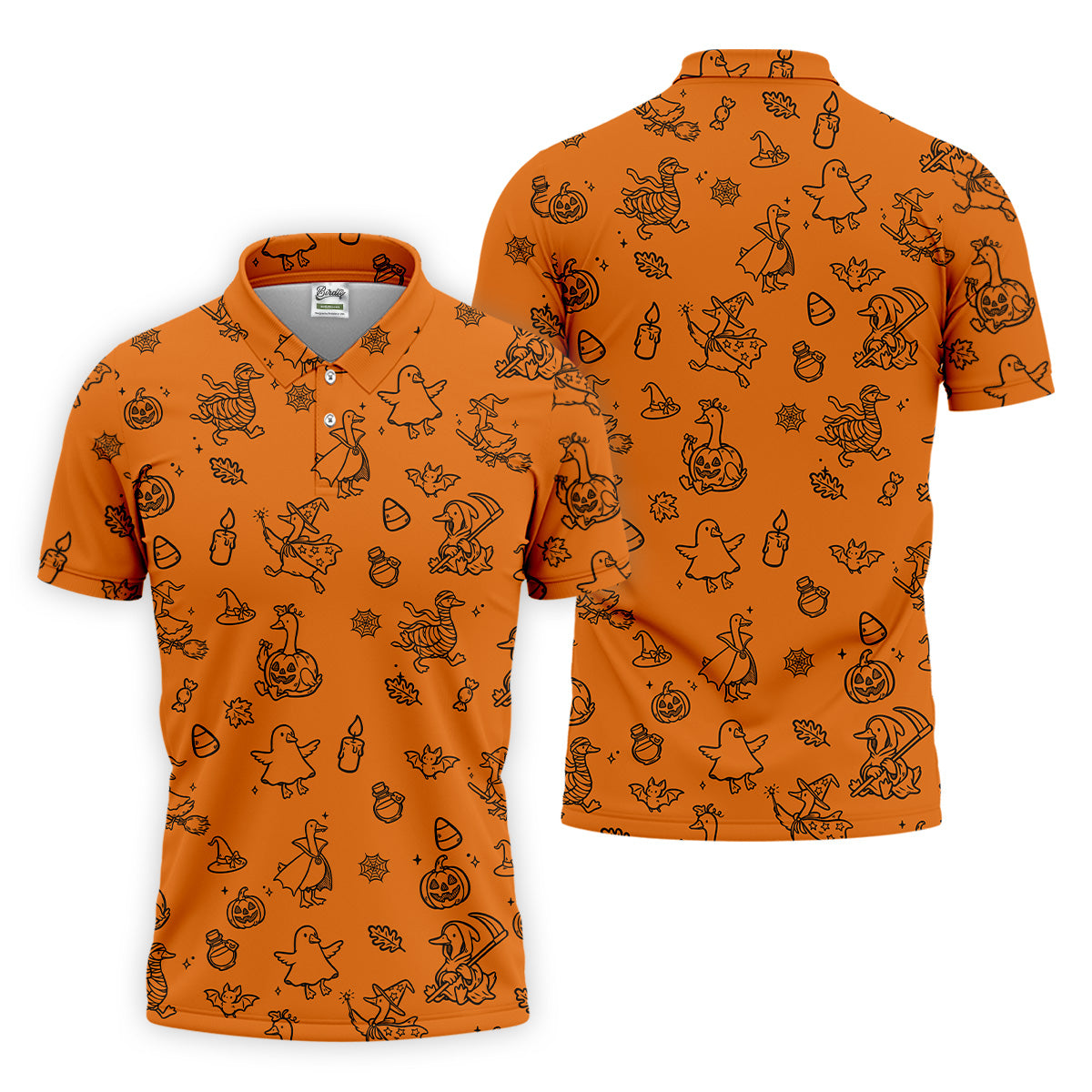 Goose Halloween, Doodle Pattern, Orange Golf Shirt, Mens Funny Golf Shirts, Long Sleeve Golf Shirts, Men Golf Polo