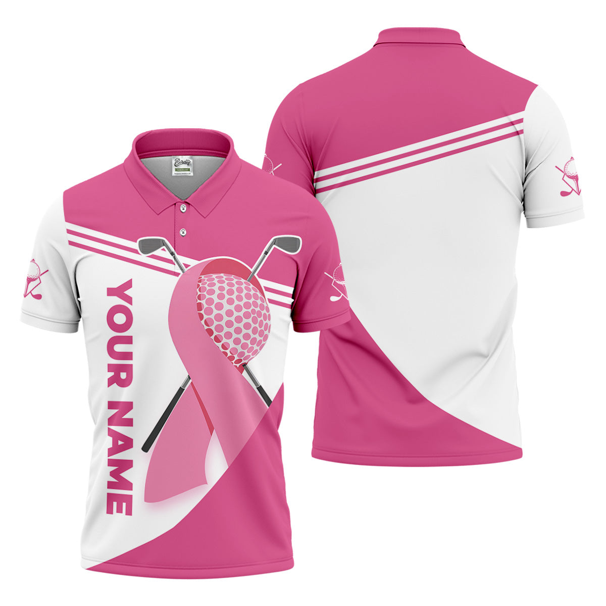 Breast Cancer Pink Men's Golf Polo Shirt, Golf Shirts For Men, Breast Cancer Awareness Shirt