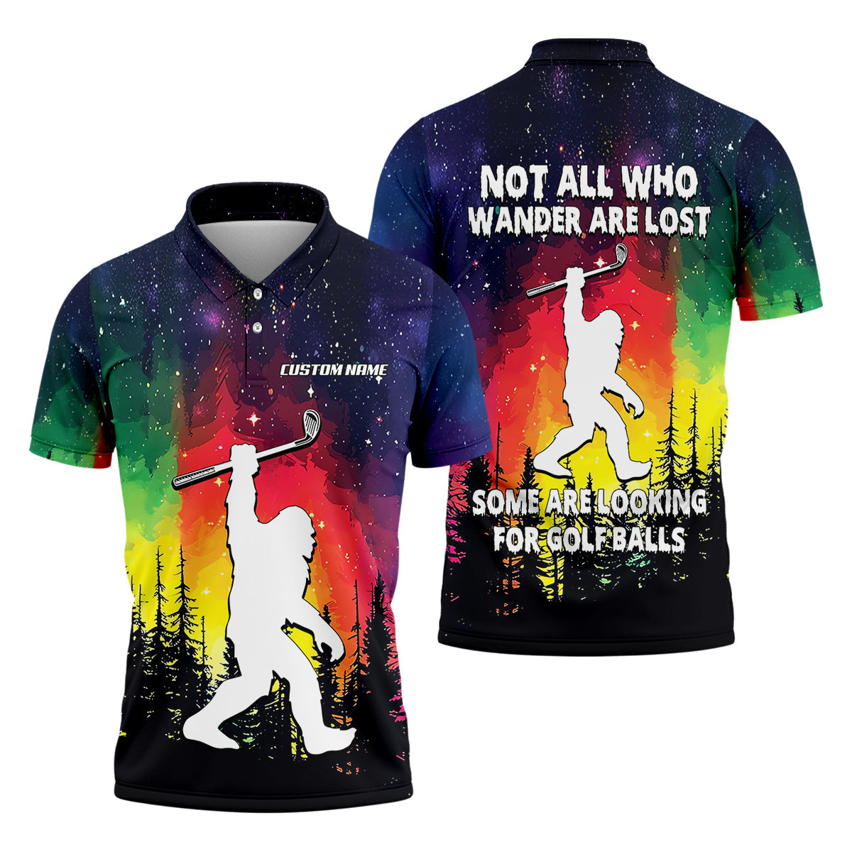 Custom Sasquatch Bigfoot Golf Polo Shirt , Funny Golf Shirt, Gift For Golfers