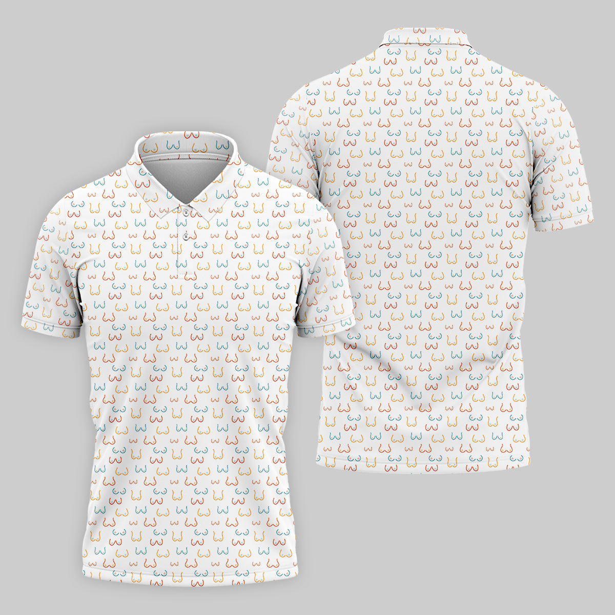 Funny Boobs Men's Golf Polo Shirt, Dad Golf Shirt, Christmas Golf Gift