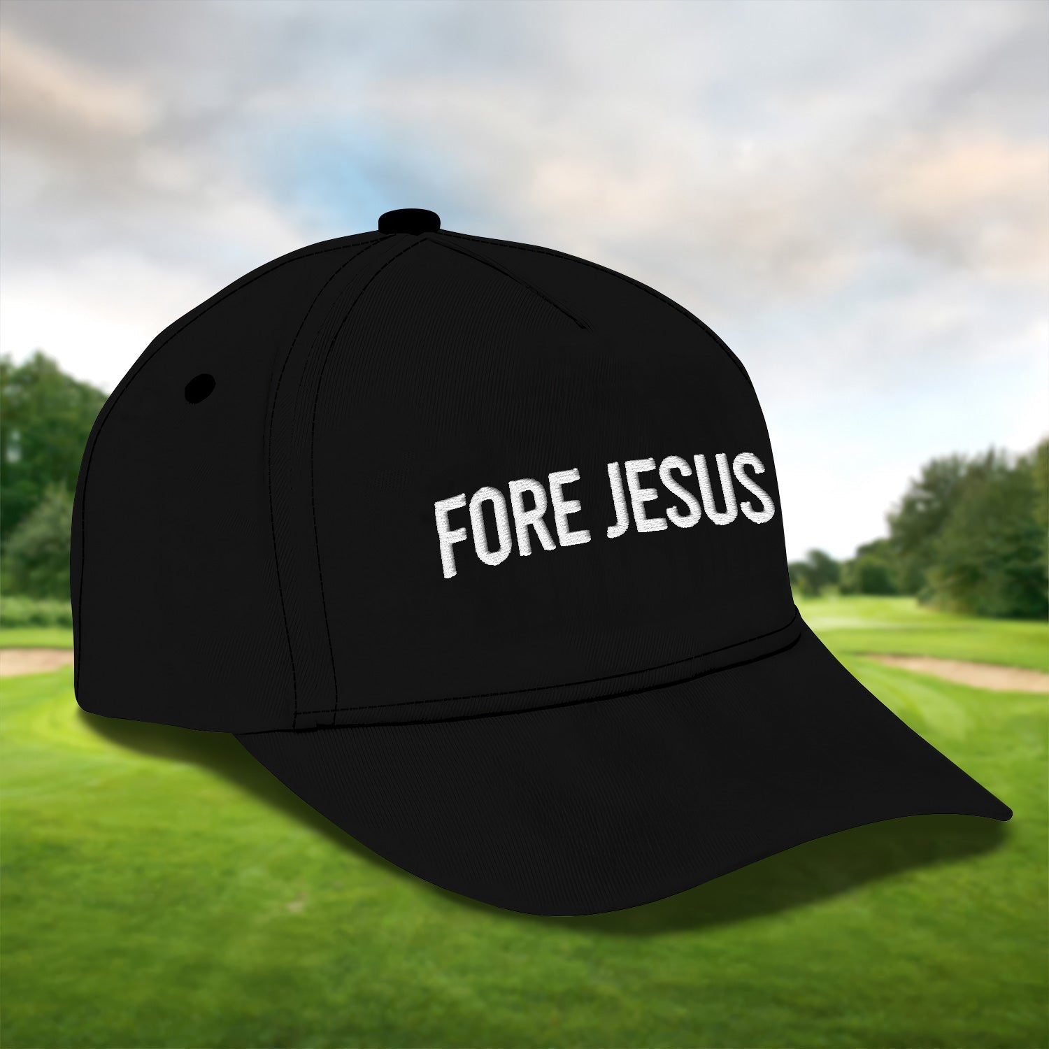Fore Jesus White Embroidered Baseball Cap, Funny Dad Hat, Christmas Golf Gift