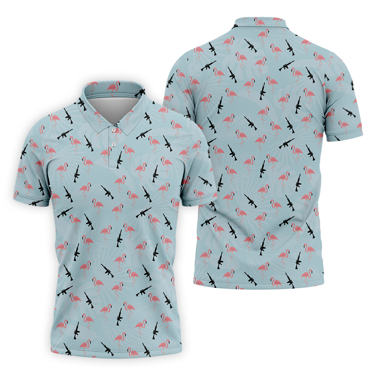 Funny Flamingos Golf Polo Shirt, Golfing Apparel, Mens Golf Gift, Funny Golf Polos