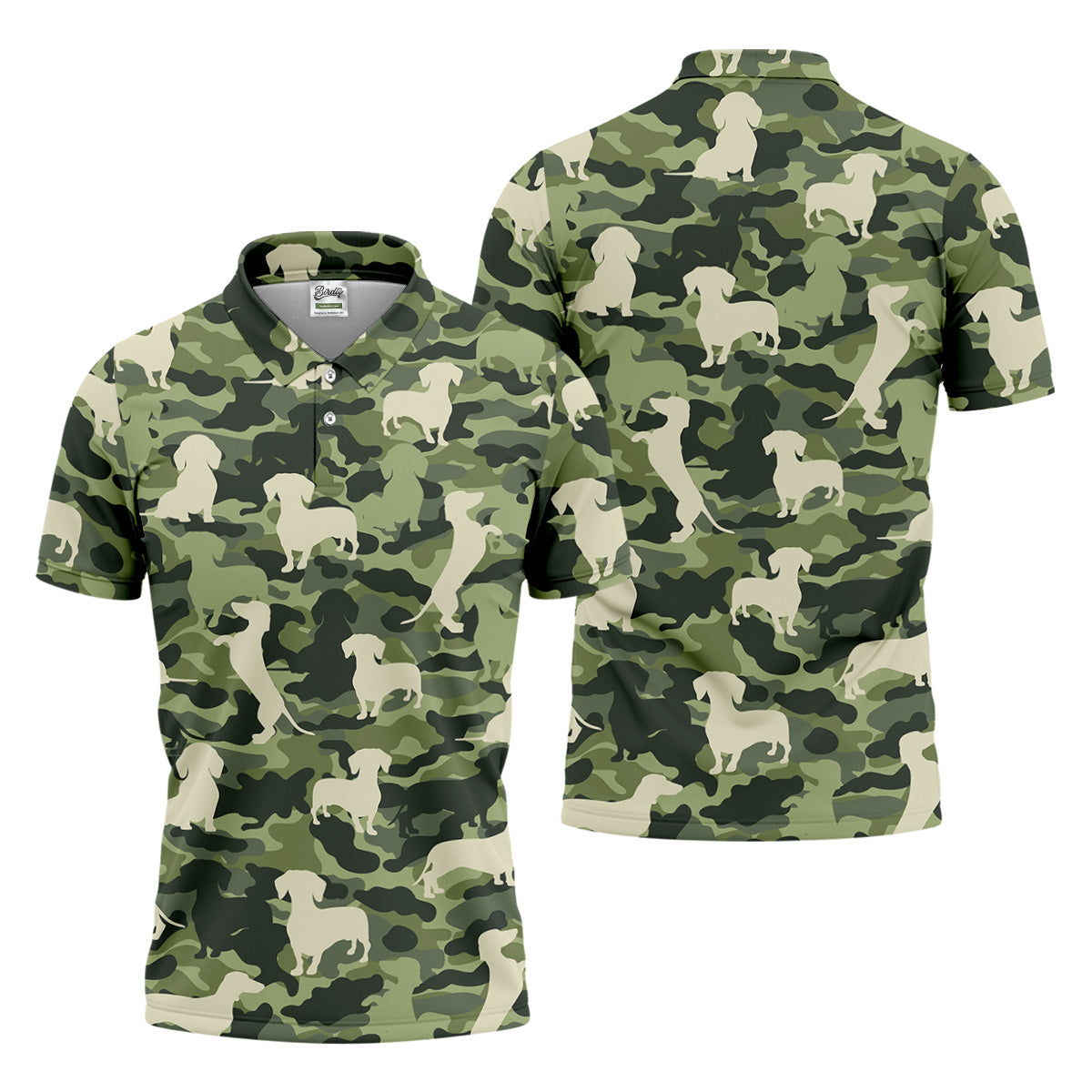 Funny Dachchunds Camo Men's Golf Shirt, Dog Golf Shirt, Funny Golf Shirt, Men Golf Gift