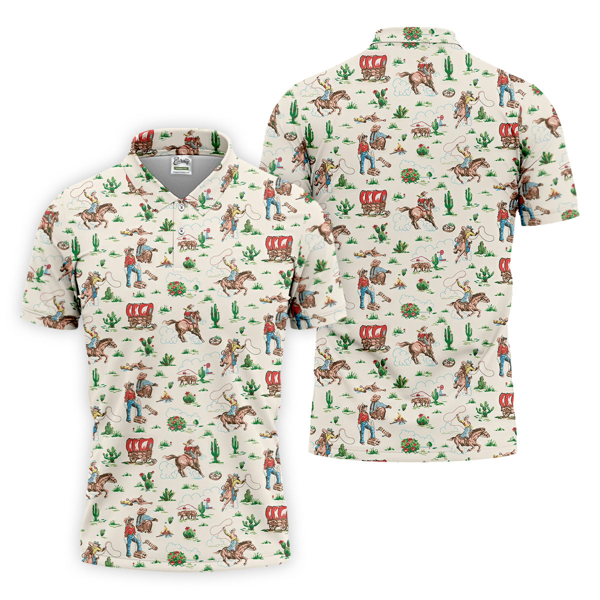 Cowboy Western White Polo Shirt Mens, Cute Golf Outfit, Matching Golf Shirt, Men's Golf Polo