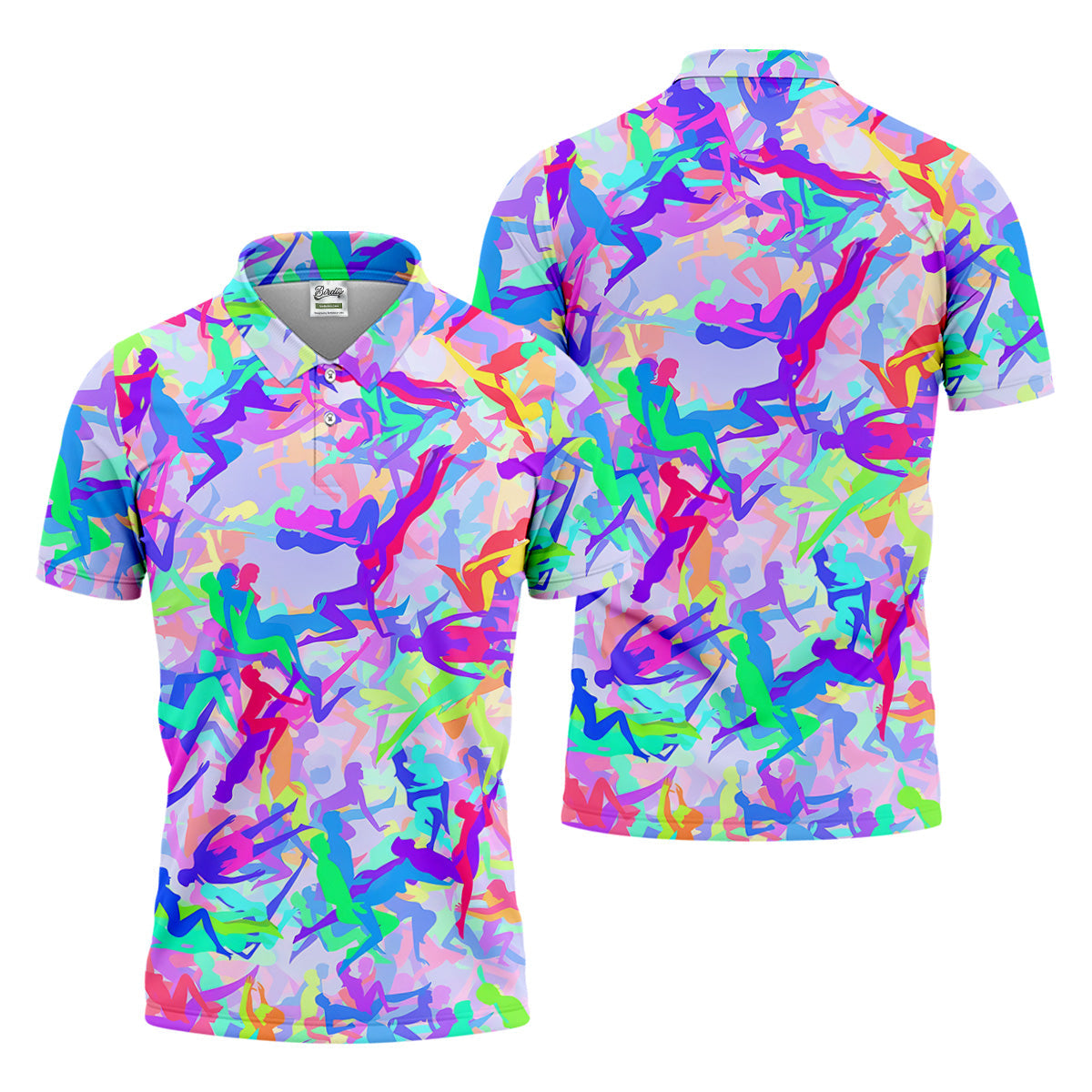 Funny Sex Positions Stick Figure Purple Neon Golf Tops For Men, Unique Gift For Golfer, Men's Golf Polo