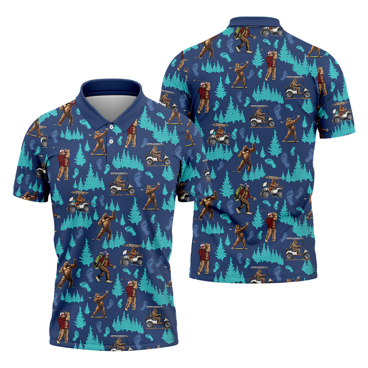 Bigfoot Sasquatch Custom Men's Golf Polo Shirt, Bigfoot Golf Shirt, Funny Golf Gifts