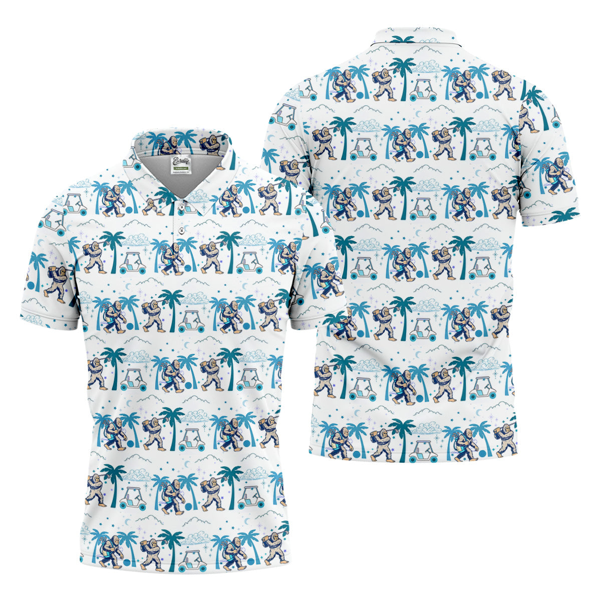 Funny Tropical Golf Cart Bigfoot Golf Shirt, Fun Golf Shirts For Men, Golf Accessories For Men