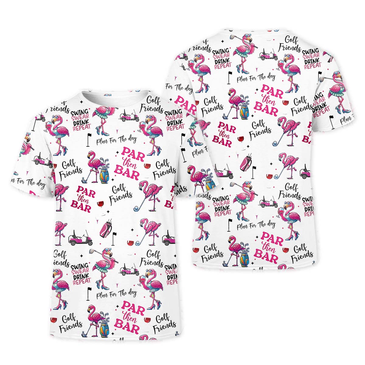 Par Then Bar Flamingo Funny Womens Golf Polo Shirt, Custom Ladies Golf Shirt