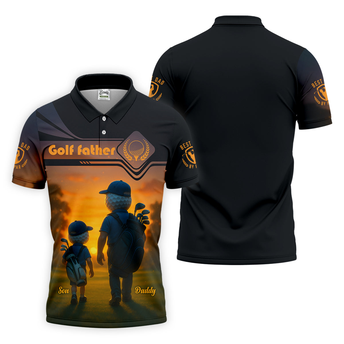 Golf Father Custom Men's Golf Polo Shirt, Funny Golf Shirt, Christmas Golf Gift