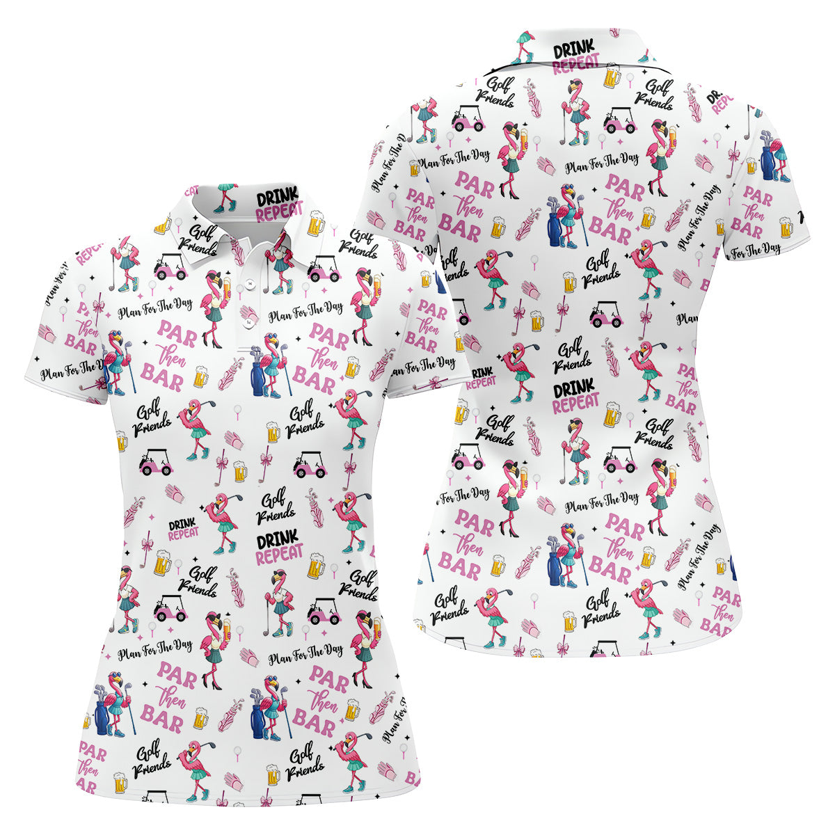 Par Then Bar Flamingo Golf Shirt, Fun Golf Shirts, Matching Golf Shirts, Couple Golf Shirt