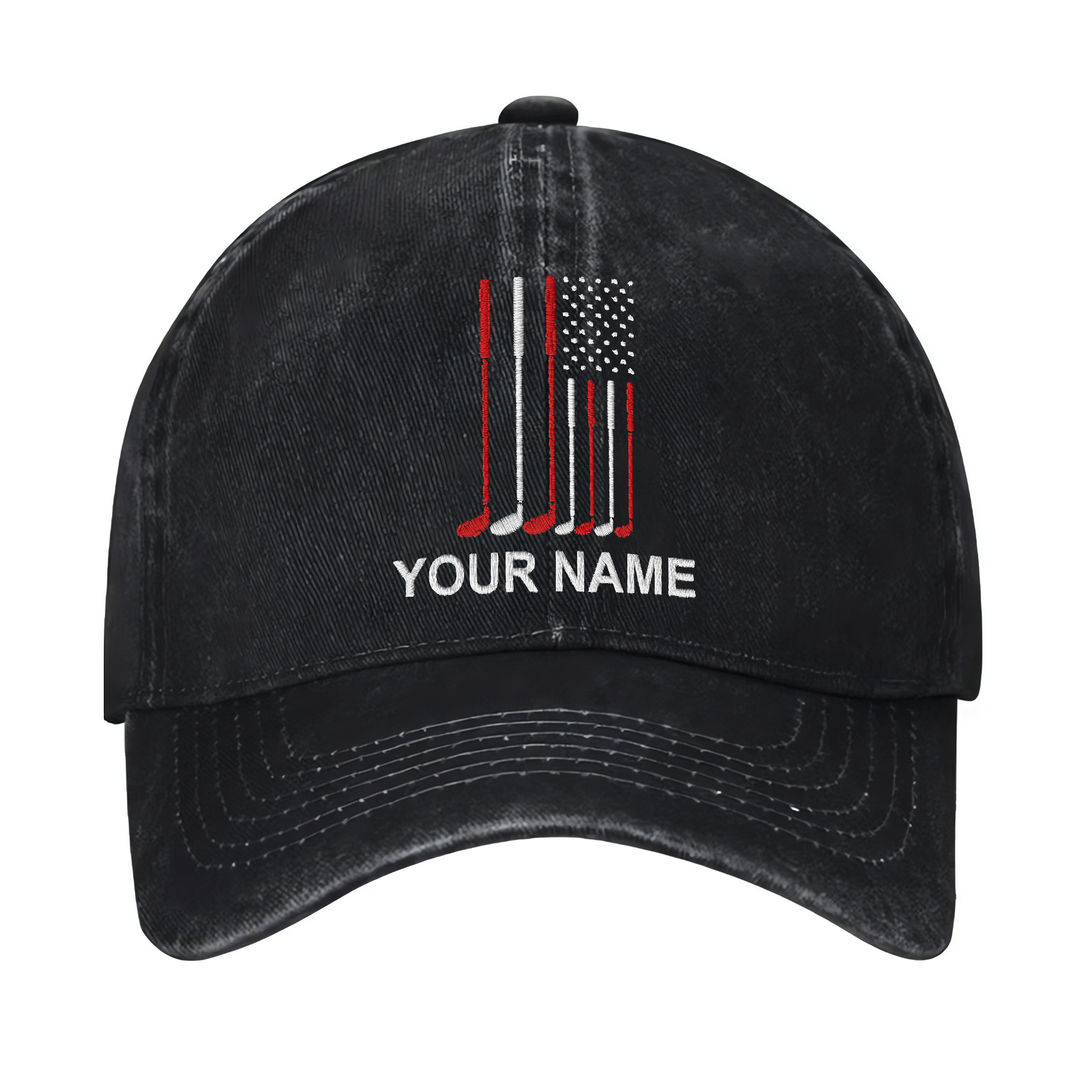 American Flag Golf Custom Embroidered Baseball Cap, Funny Golf Hat, Dad Golf Gift