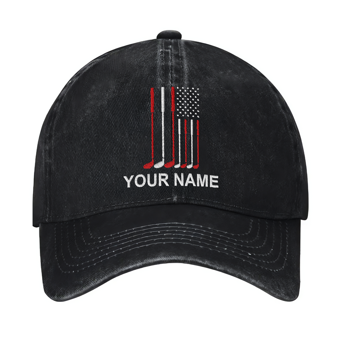 American Flag Golf Custom Embroidered Baseball Cap, Funny Golf Hat, Dad Golf Gift