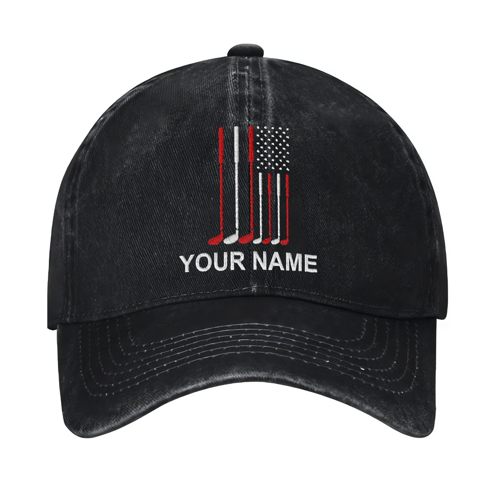 American Flag Golf Custom Embroidered Baseball Cap, Funny Golf Hat, Dad Golf Gift