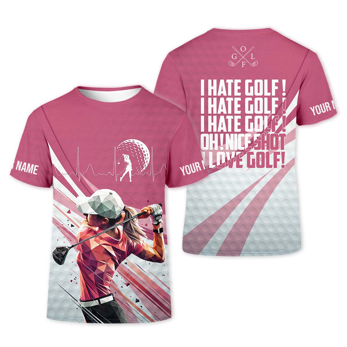 I Hate Golf Nice Shot I Love Golf Custom Womens Golf Polo Shirt, Golfing Apparel, Womens Golf Gifts