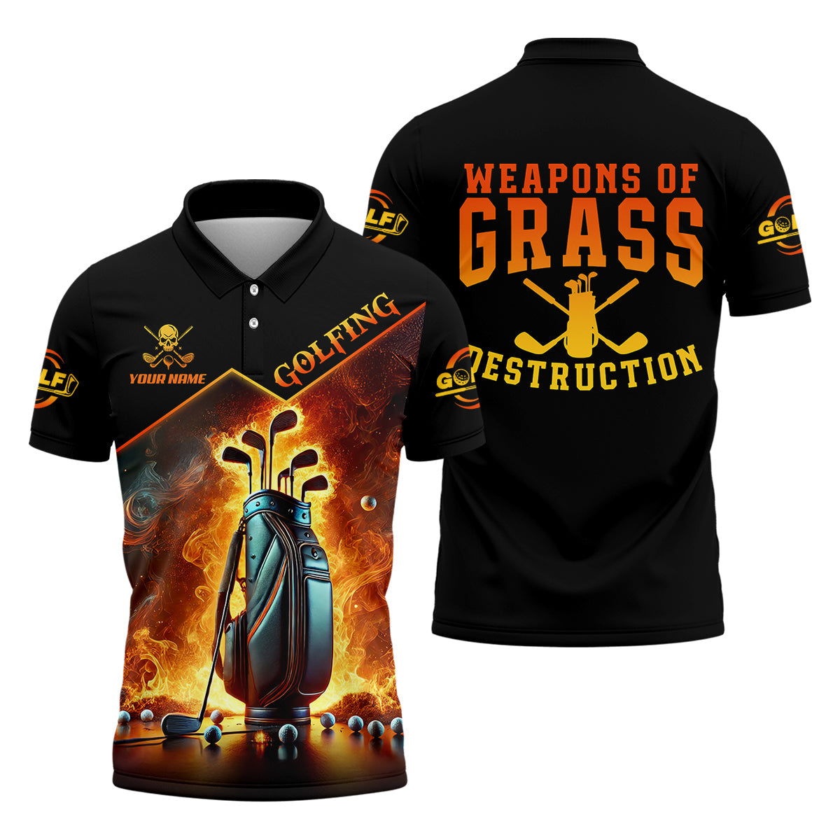 Weapons Of Grass Destruction Custom Men's Golf Polo Shirt, Dad Golf Gift