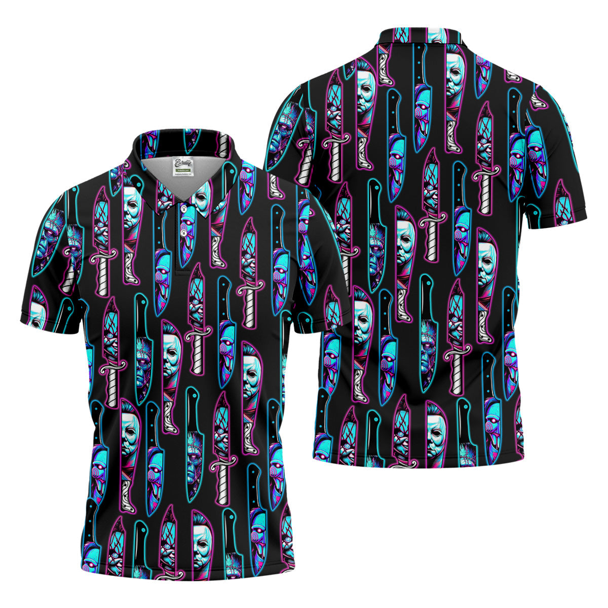 Funny Horror Character Men's Polo Shirt, Horror Movie Shirt, Halloween Golf Shirt, Scary Halloween Shirts, Men Golf Gifts