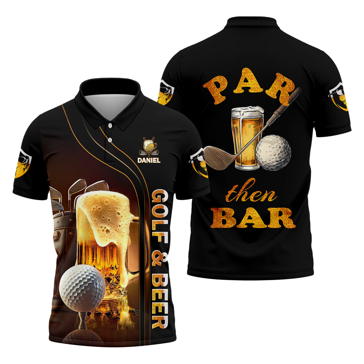 Par Then Bar Golf And Beer Custom Funny Golf Polo Shirt, Dad Golf Gifts