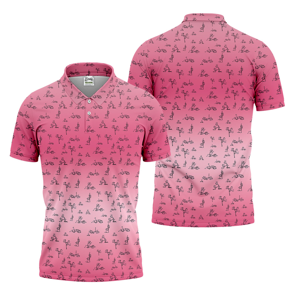 Funny Stickman Men's Pink Golf Polo, Unique Gift For Golfer, Golf Accessories For Men