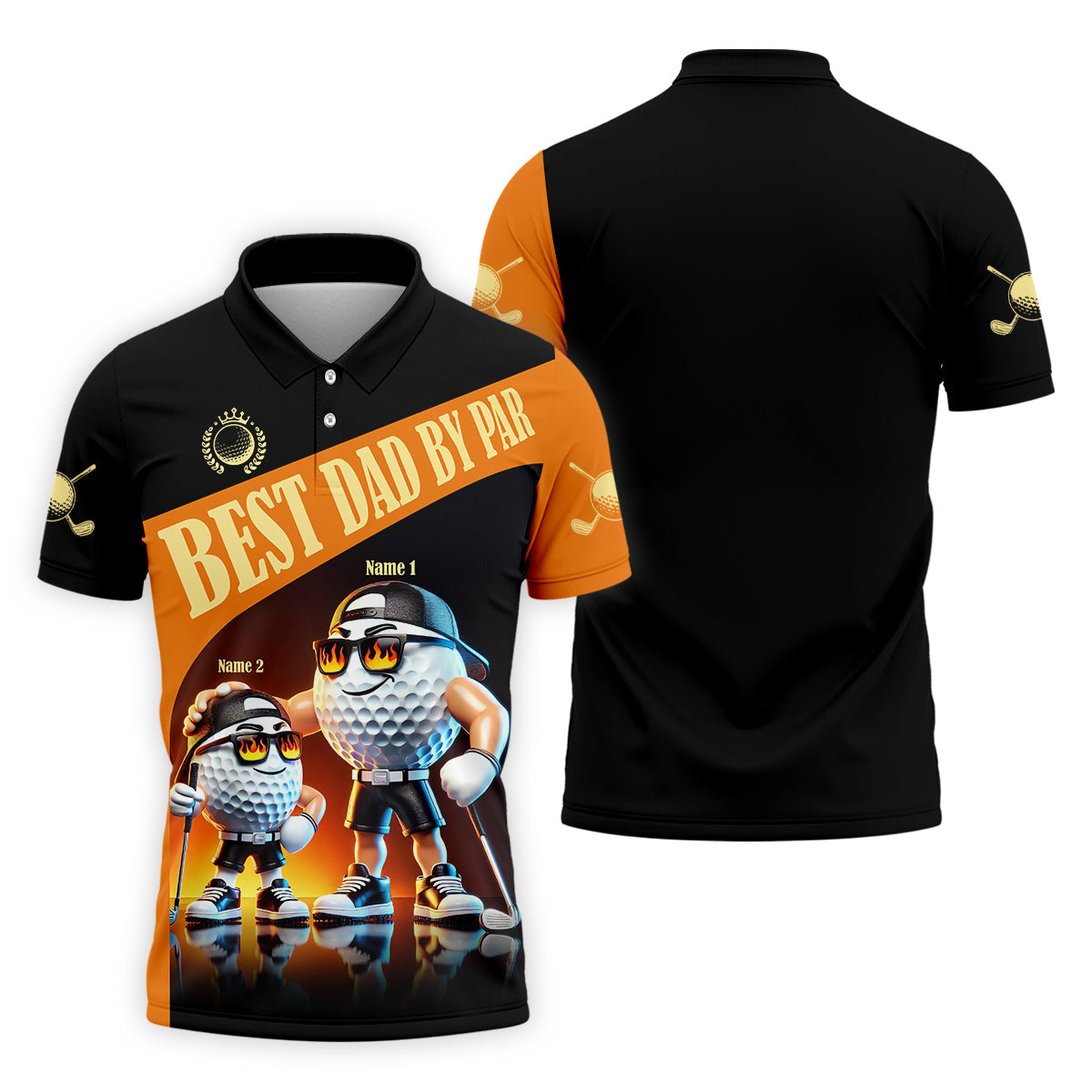 Best Dad By Par Custom Men's Golf Polo Shirt, Funny Golf Shirt, Dad Golf Gift
