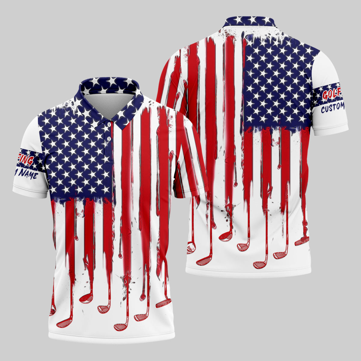 American Flag Custom Golf Polo Shirt, Funny Golf Shirt, Gift For Golfers