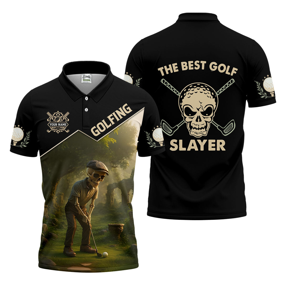 The Best Golf Slayer Custom Golf Polos For Men, Skull Shirt, Golf Shirts For Men, Gift For Golfers