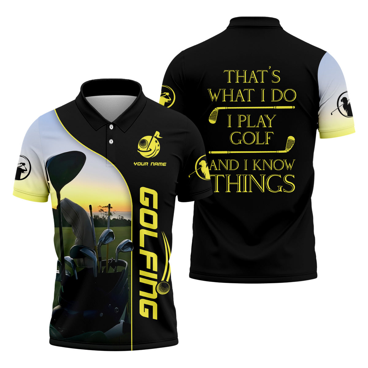 That's What I Do I Play Golf And I Know Things Custom Funny Golf Polo Shirt, Christmas Golf Gift