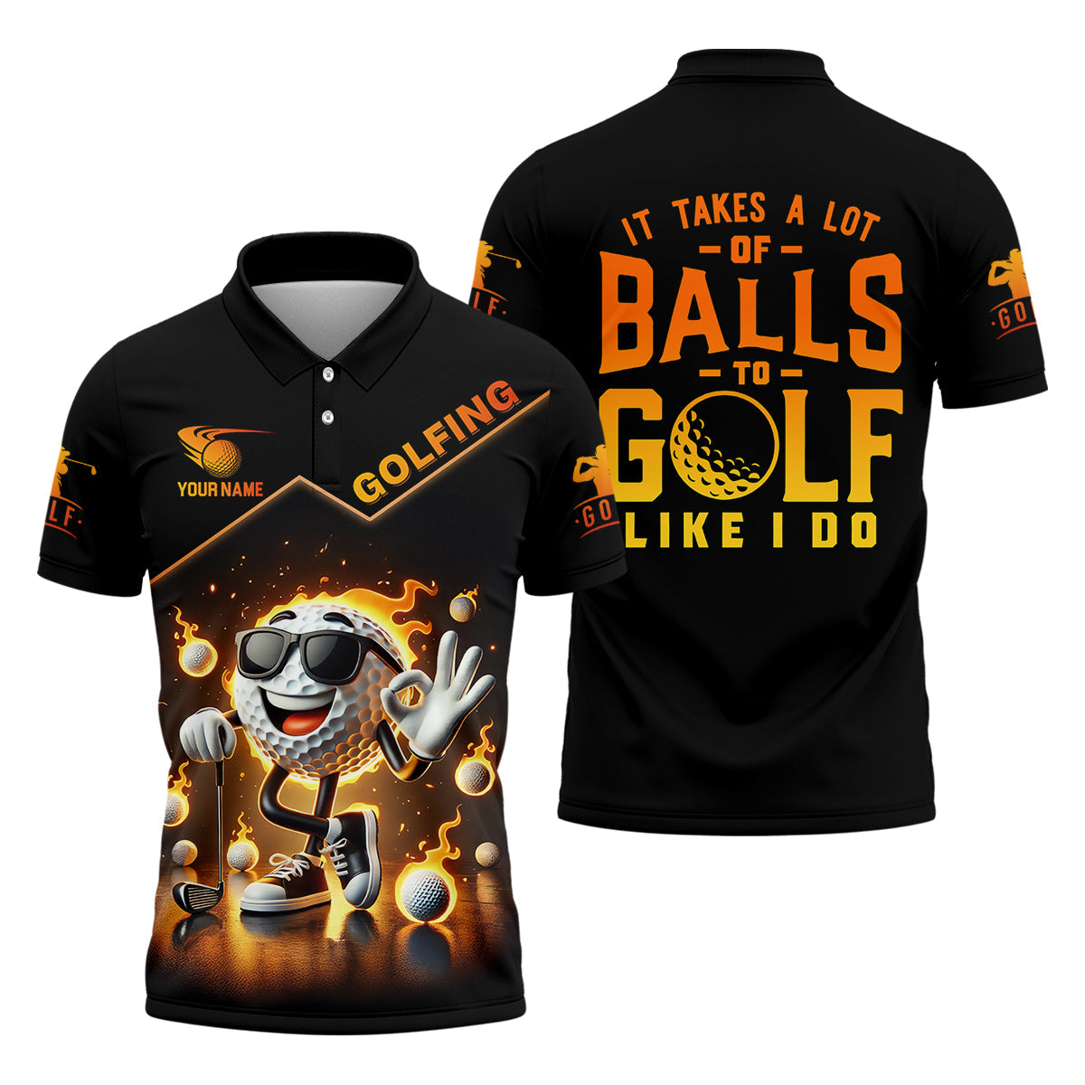 It Takes a Lot of Balls to Golf the Way I Do Custom Men's Golf Polo Shirt, Funny Golf Shirt, Dad Golf Gift