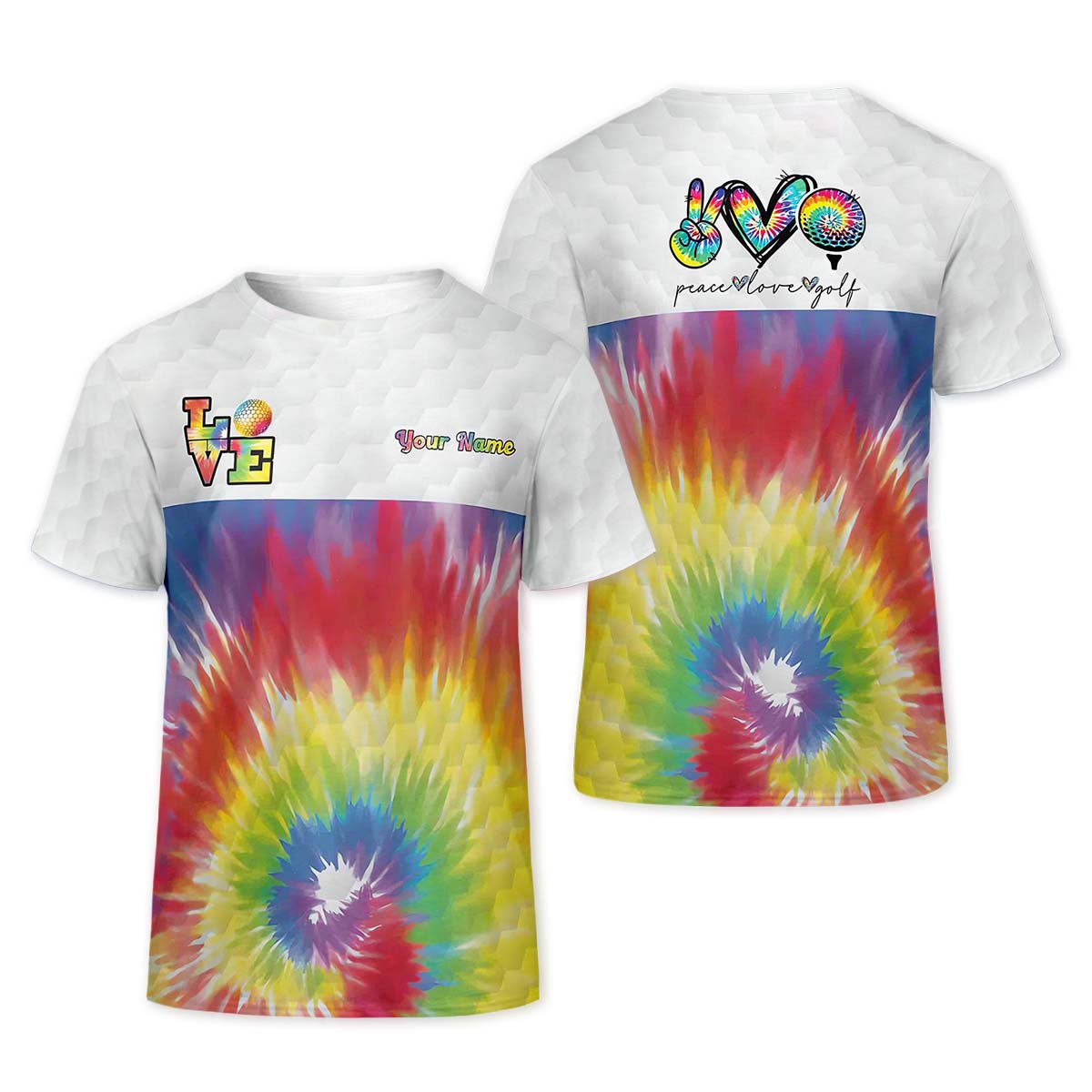 Peace Love Golf Tie Dye Custom Ladies Golf Shirt, Golfing Apparel, Womens Golf Gifts
