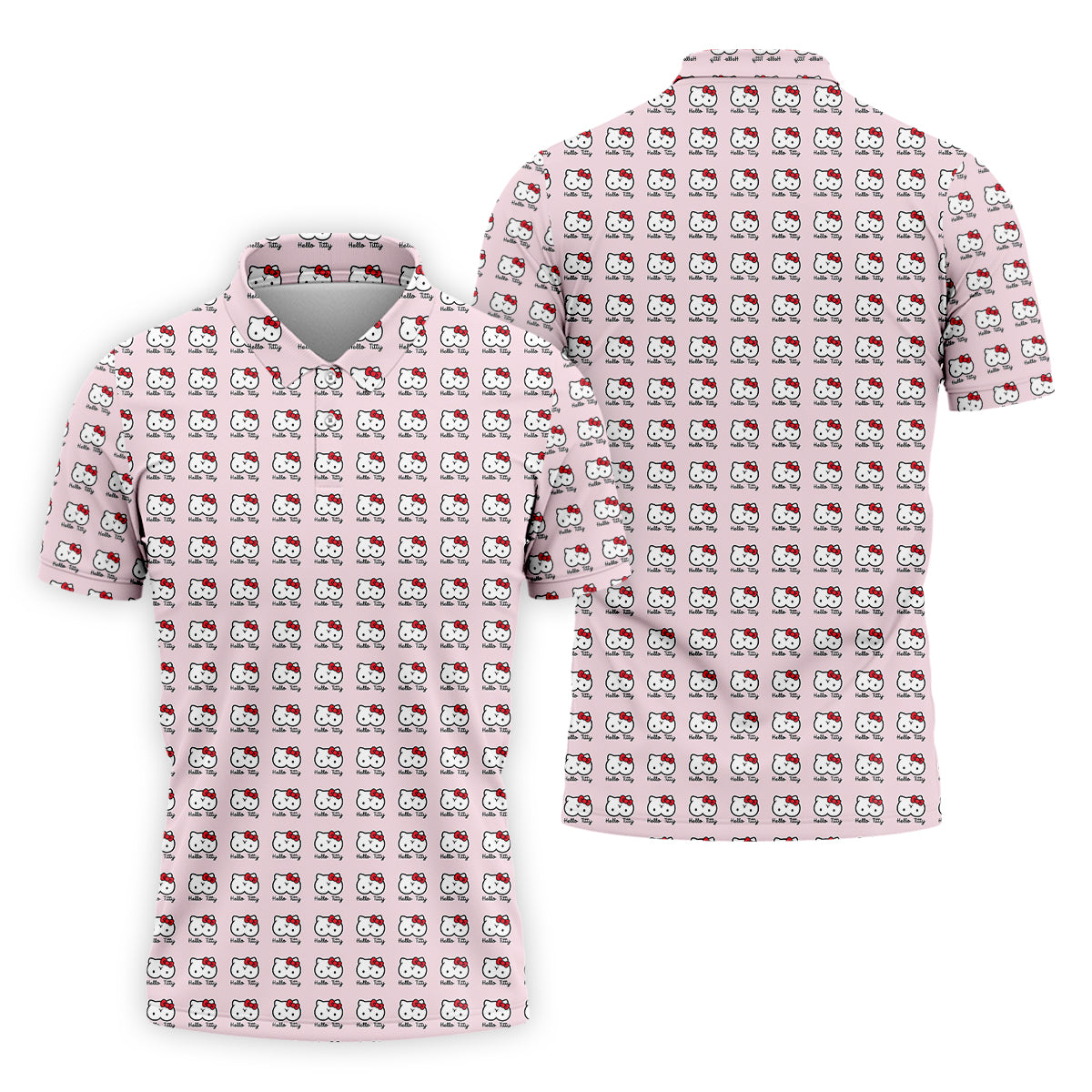 Kity Cat Funny Men's Golf Polo Shirt, Dad Golf Shirt, Christmas Golf Gift