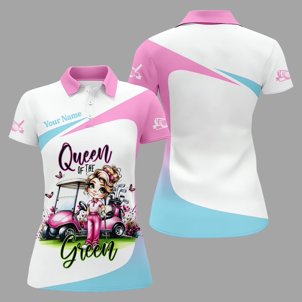 Queen Of The Green Custom Funny Womens Golf Polo Shirt, Ladies Golf Shirts, Best Golf Shirts