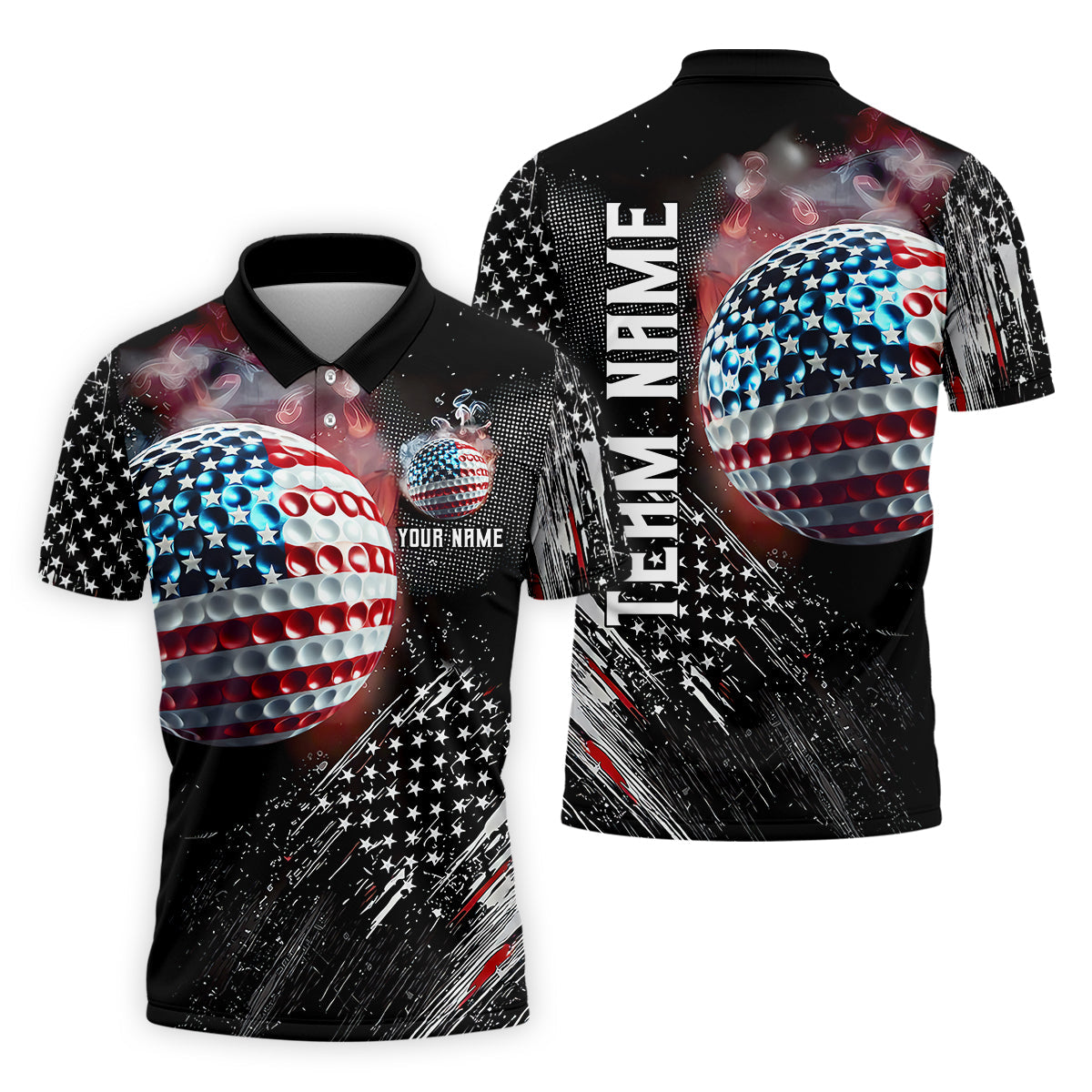American Flag Ball Custom Golf Polo Shirt, Funny Golf Shirt, Dad Golf Gift