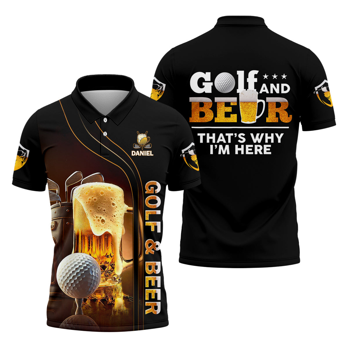 Golf And Beer That's Why I'm Here Custom Men's Golf Polo Shirt, Funny Golf Shirt, Gift For Golfers