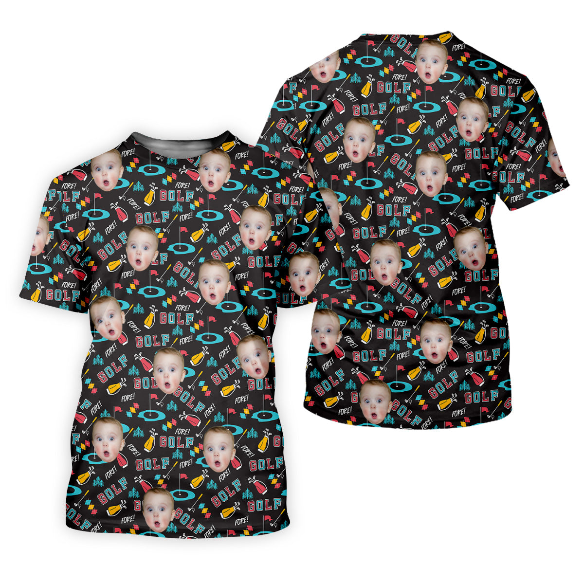 Custom Shirts With Faces, Funny Golf Polo Shirt, Gifts For The Golfing Dad, Golf Gift For Dad