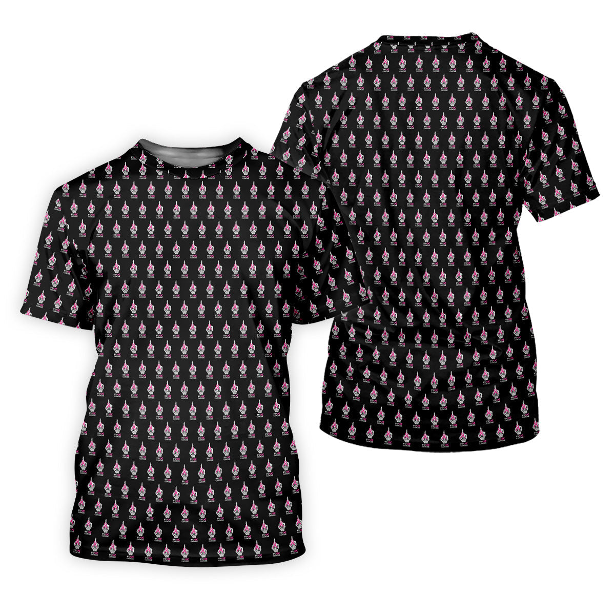 Funny Middle Finger Pink Ribbon Golf Shirt, Breast Cancer Golf Shirt, Fun Womens Golf Shirts