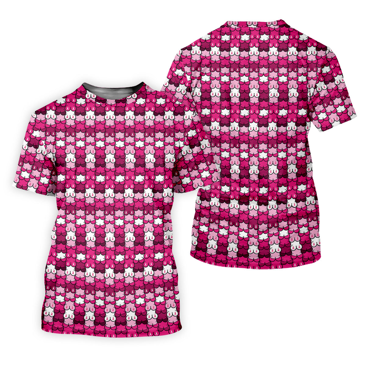 Funny Boobs Pink Ribbon Womens Golf Shirt, Breast Cancer Awareness Shirt, Ladies Golf Shirt