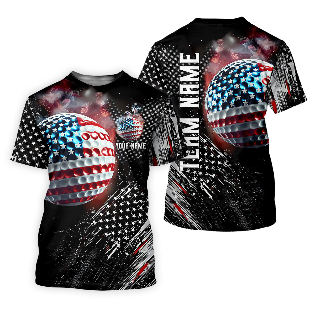 American Flag Ball Custom Golf Polo Shirt, Funny Golf Shirt, Dad Golf Gift