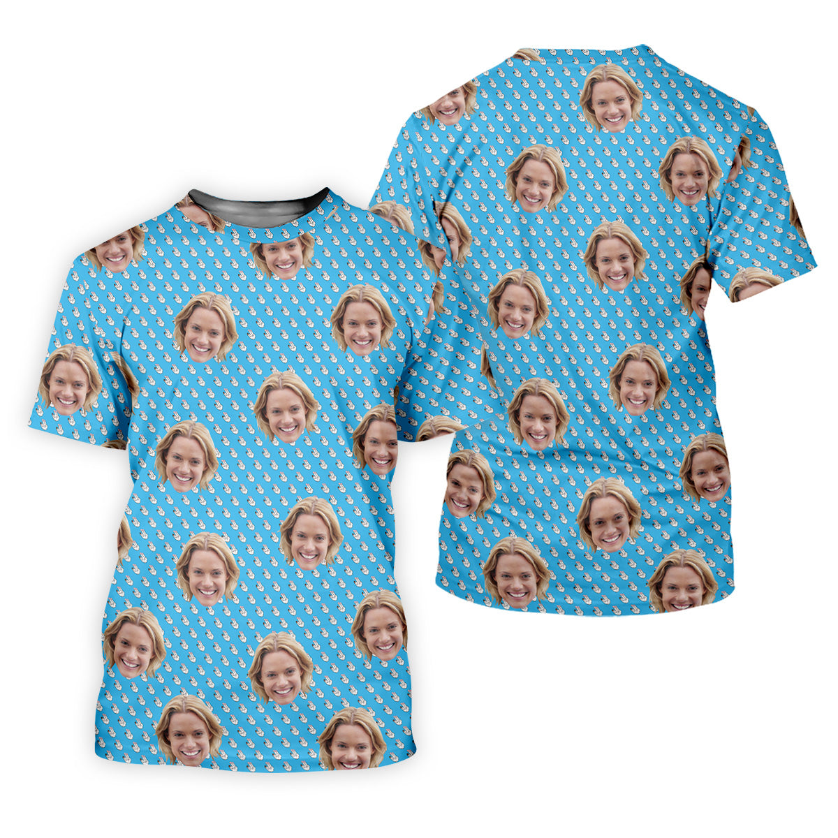 Funny Hands Blue Golf Polo Shirt, Custom Face Golf Shirt, Fun Womens Golf Shirts, Ladies Golf Shirt