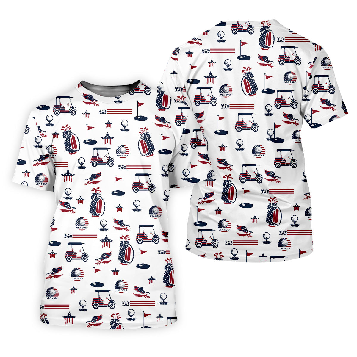 Patriotic USA Men's Golf Polo Shirt, Men's 4th Of July Shirts, USA Golf Shirt, Gifts For Golfing Dad