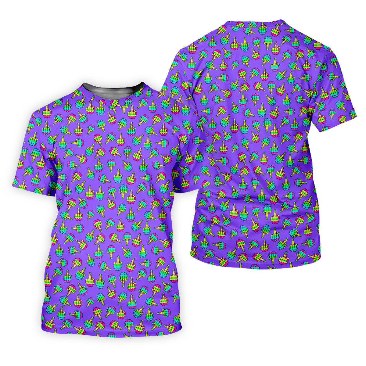 Neon Middle Finger Purple Golf Shirt, Fun Golf Shirts For Men, Cool Golf Gifts, Polo For Men