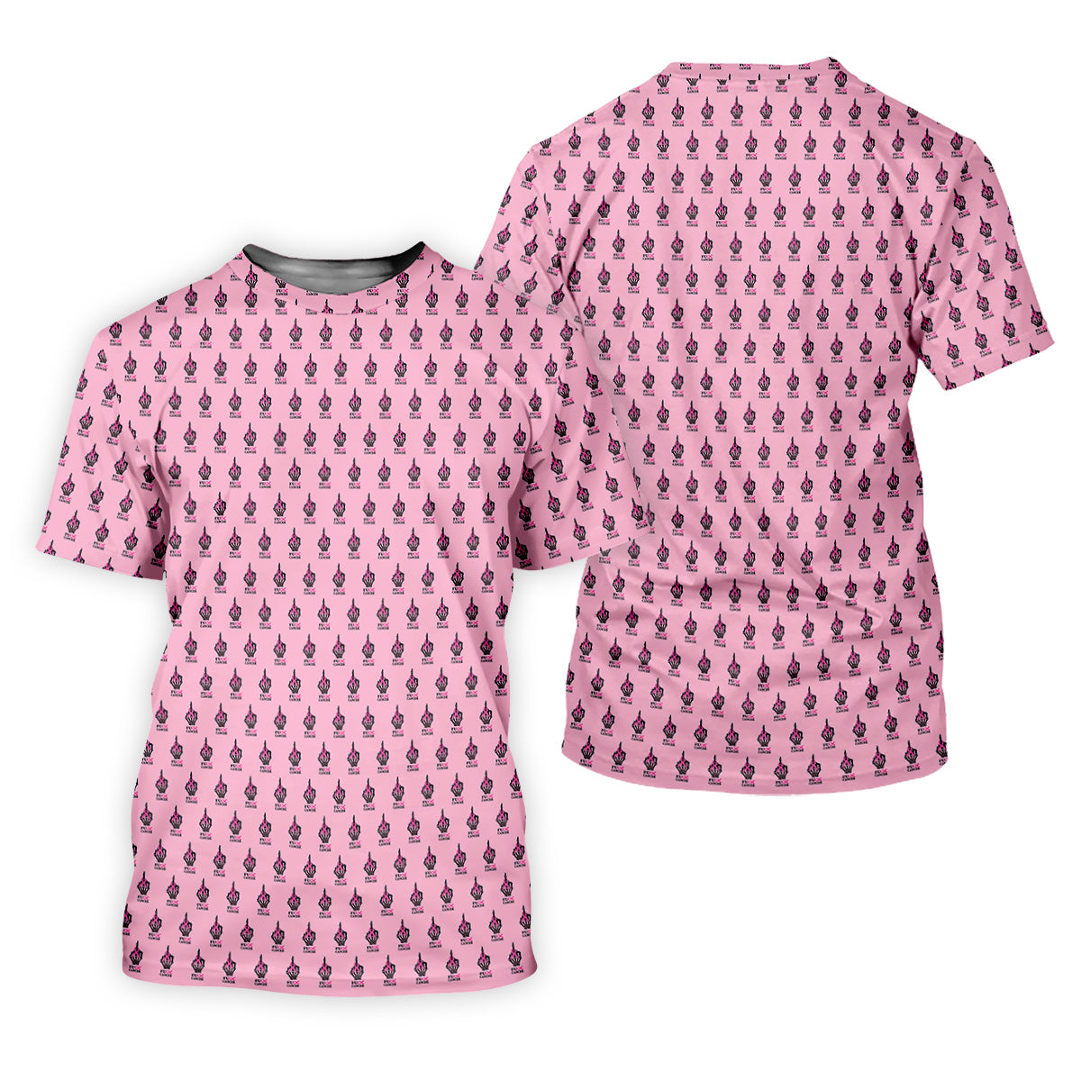 Funny Middle Finger Pink Golf Shirt, Breast Cancer Golf Shirt, Couple Golf Shirt, Matching Golf Shirt