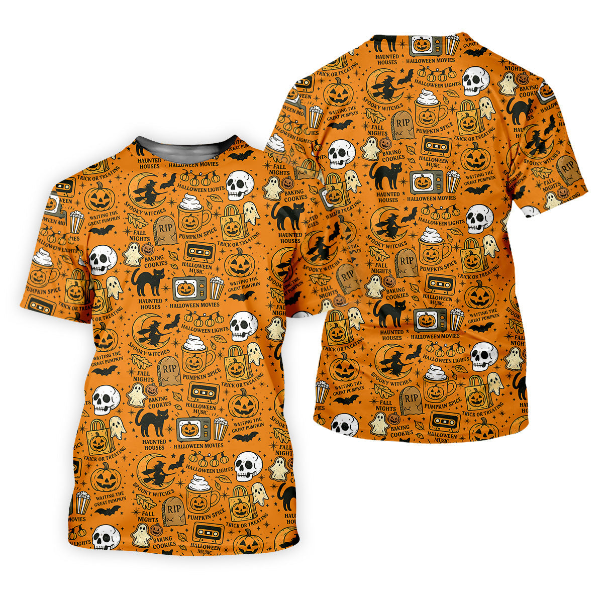 Orange Halloween Cat Golf Polo Shirts, Halloween Theme Shirts, Ladies Golf Shirts, Golfing Apparel