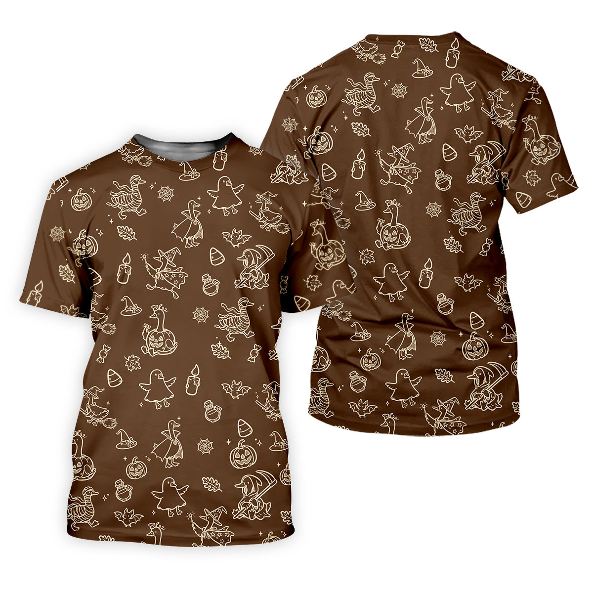 Goose Halloween Golf Shirt, Pumpkin Pattern Golf Shirt, Brown Golf Polo, Women Golf Top, Ladies Golf Shirts