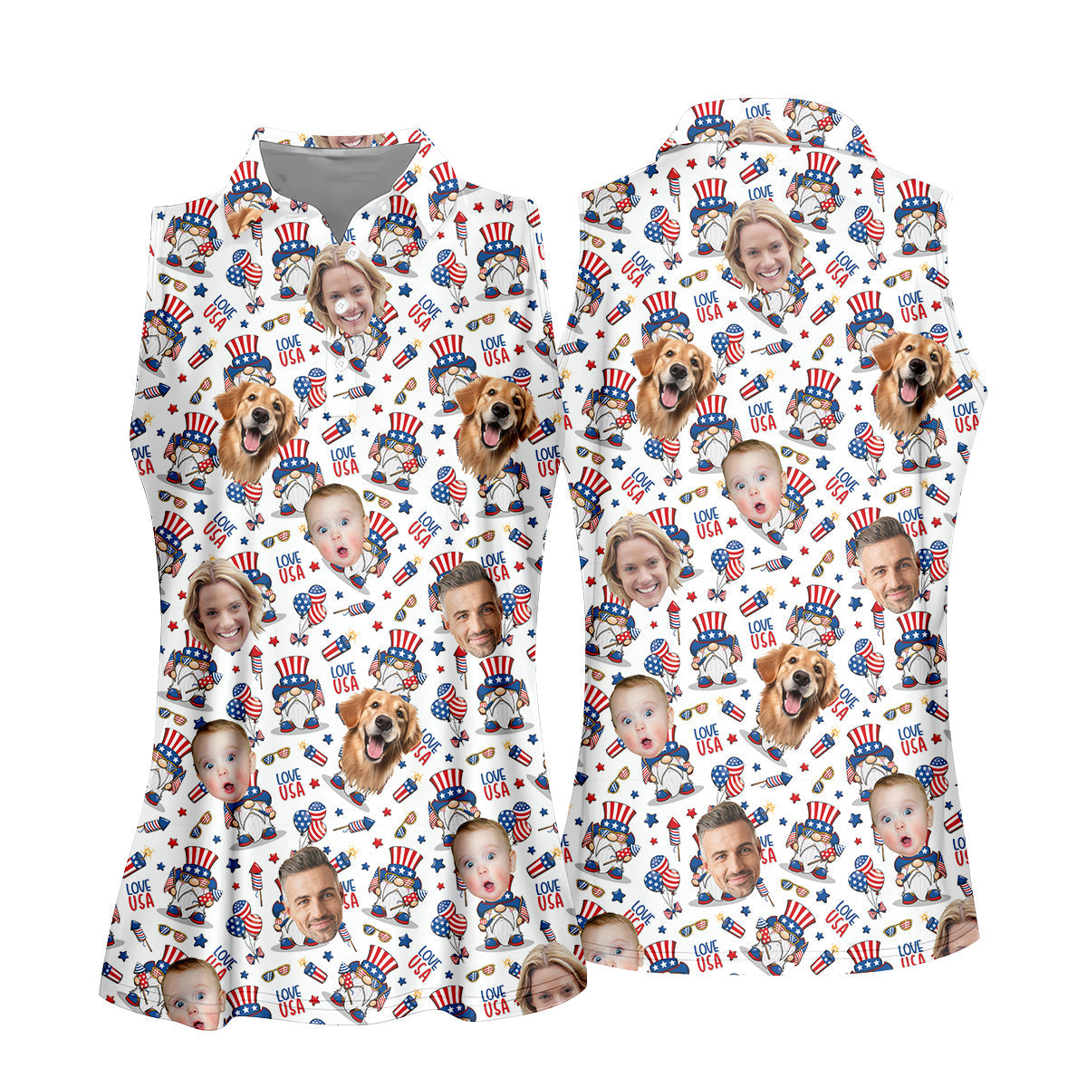 Golf Shirt For Women, Custom Family Golf Shirt, Personalized Dog Shirts, Patriotic Golf Polos