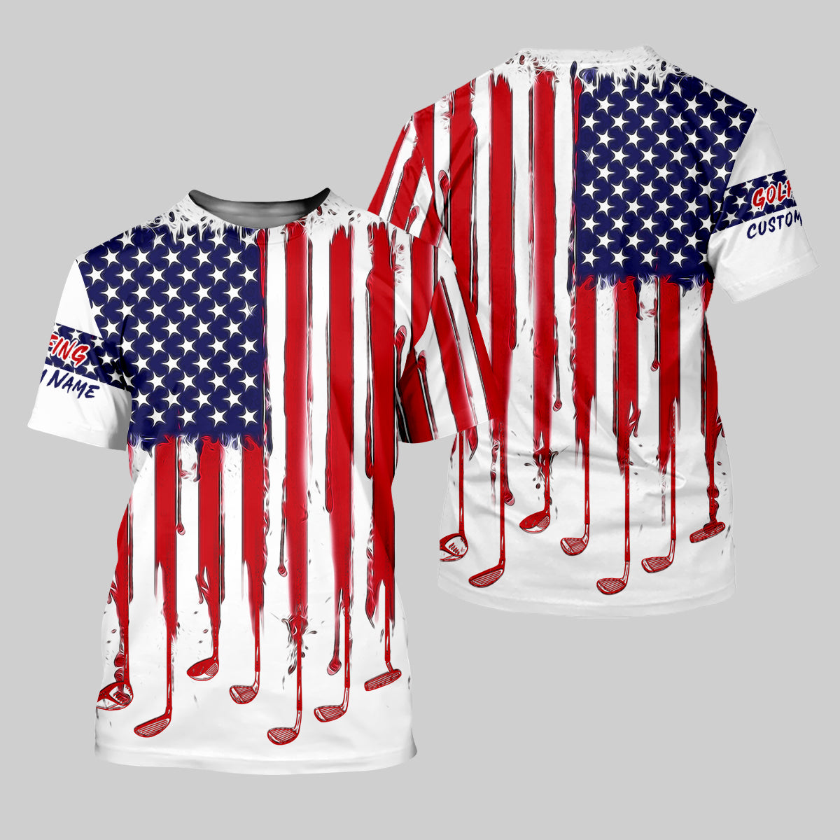 American Flag Custom Golf Polo Shirt, Funny Golf Shirt, Gift For Golfers