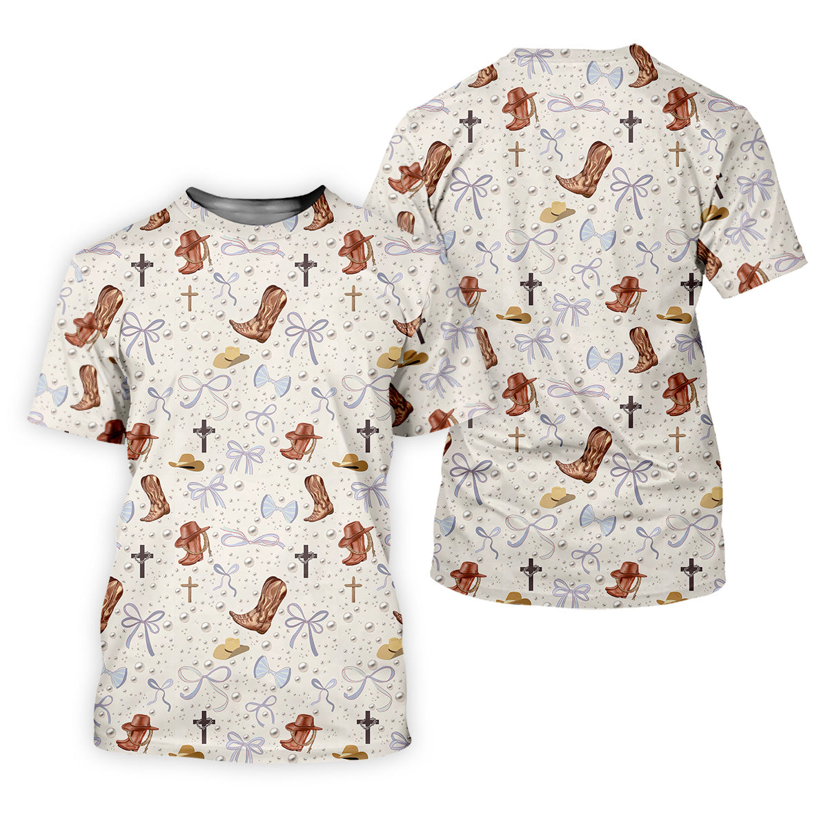 Coquette Pattern Western Golf Shirt, Cute Golf Outfit, White Polo Women, Ladies Golf Shirts