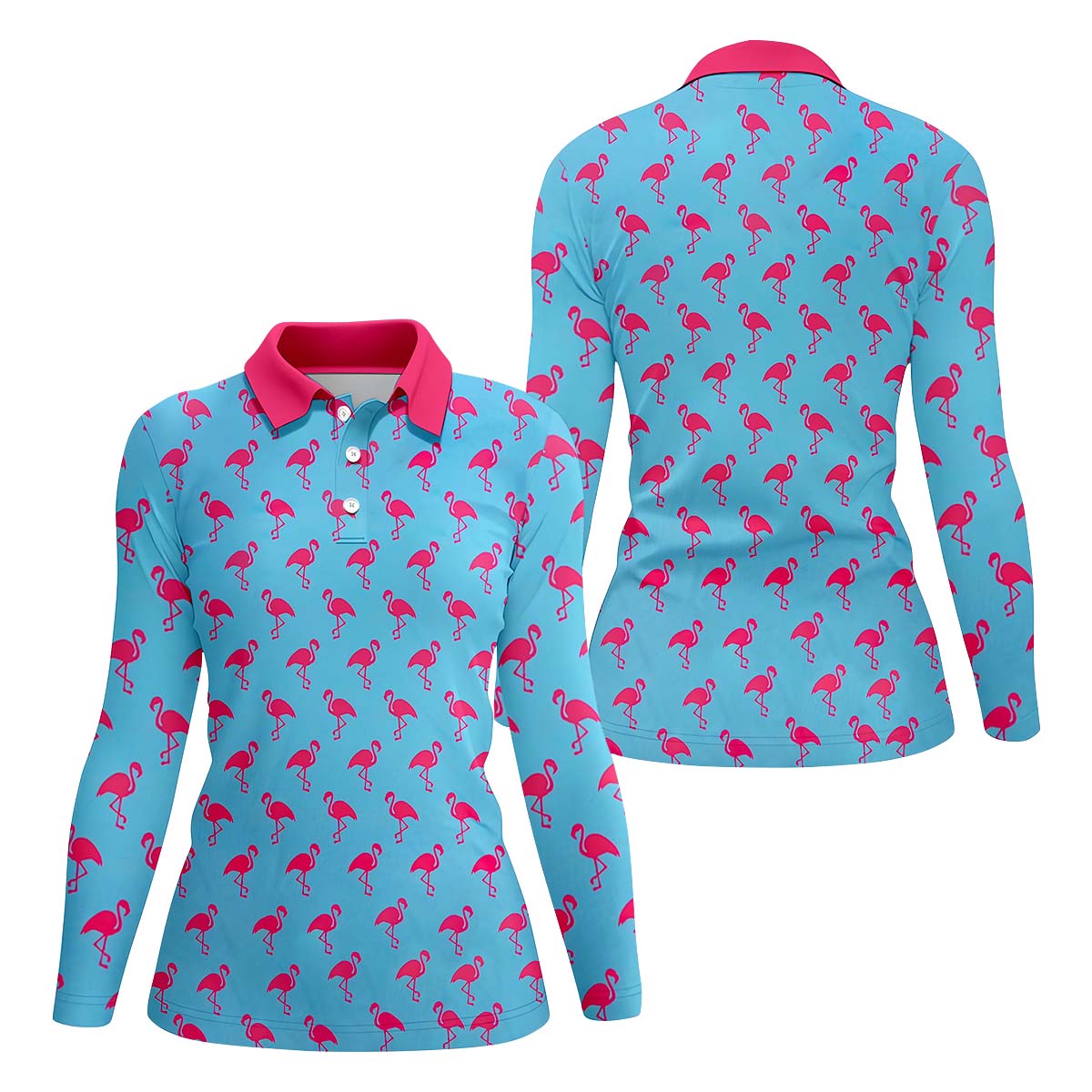 Pink Flamingo Golf Funny Womens Golf Polo Shirt, Custom Ladies Golf Shirt